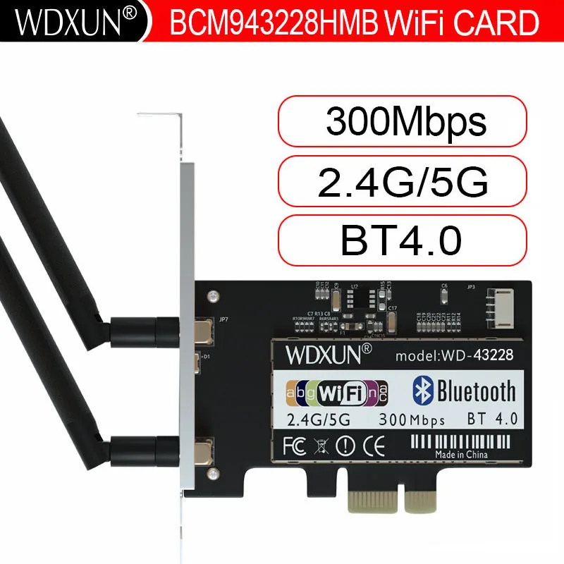 Broadcom BCM943228HMB Desktop 2.4Ghz&5Ghz 802.11abgn BT Bluetooth 4.0 wifi card Half MINI PCI-1X Wifi Card network card