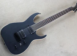 7 Strings Matte Black Electric Guitar with Humbuckers Pickups,24 Frets,Rosewood Fretboard without Inlay