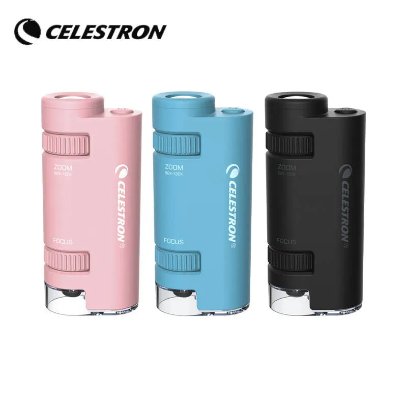 CELESTRON Portable High Power Microscope 60X-120X Stepless Zoom Portable Multi-level light source Focus on the miniature