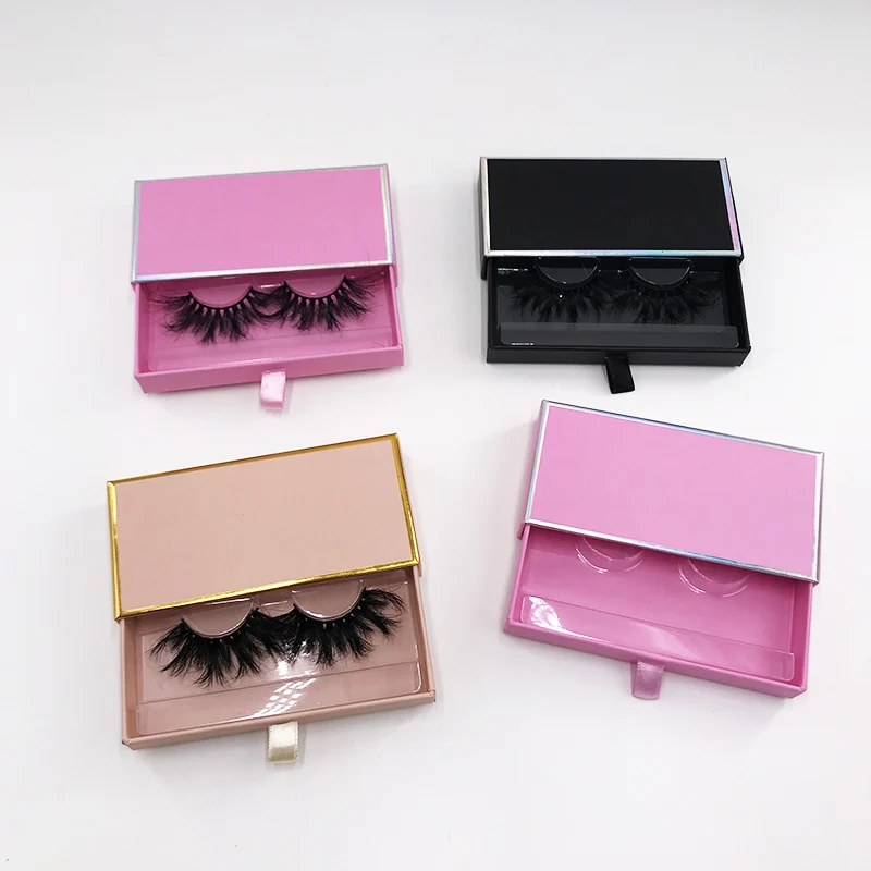 Custom LOGO Pull lash box for 3D Strip Lashes 25MM Fluffy Lashes 100pcs