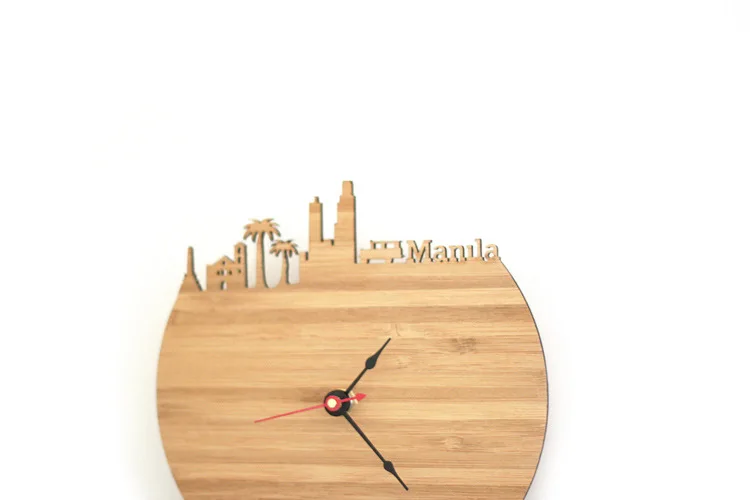 Manila Skyline Wall Clock Living Room Office Wall Wall Table Quartz Clock City Silhouette