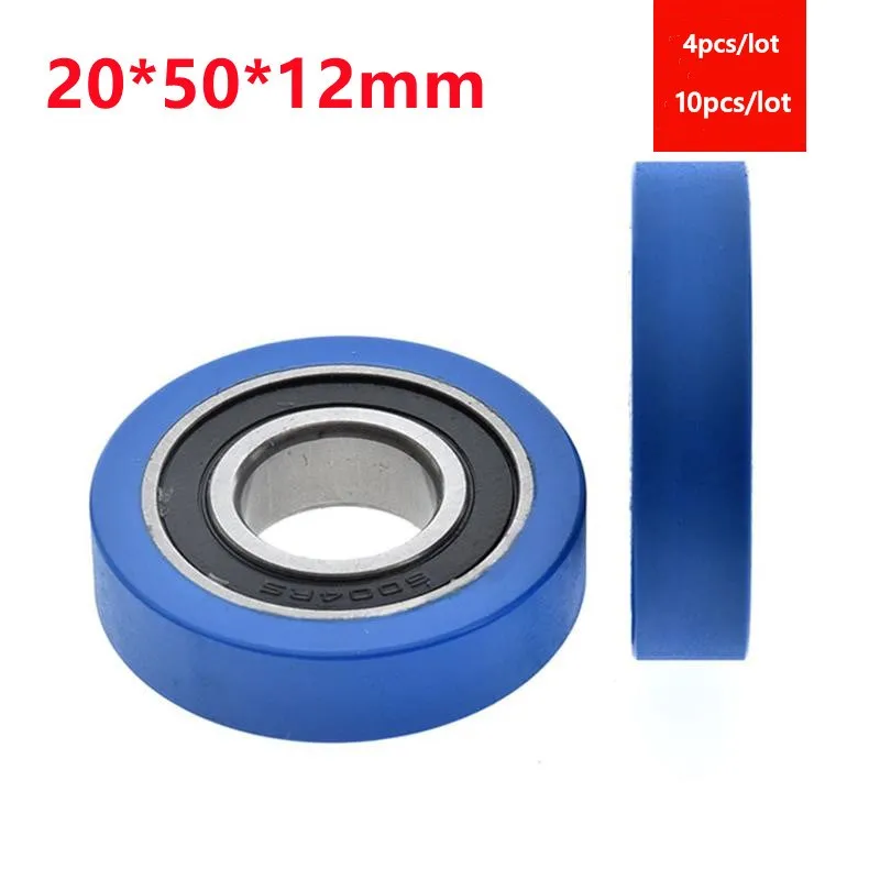 

4pcs/10pcs 20*50*12mm polyurethane PU rubber coated 6004 6004RS low noise roller bearing friction pulley soft rubber 20x50x12