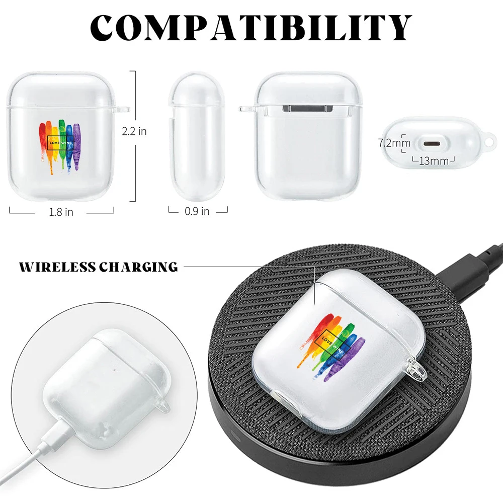 Love Wins Heart Rainbow Transparent Airpods Case for Airpods 2/1 Cover Lesbian LGBT Gay Pride Soft TPU Case Coque Funda Capa