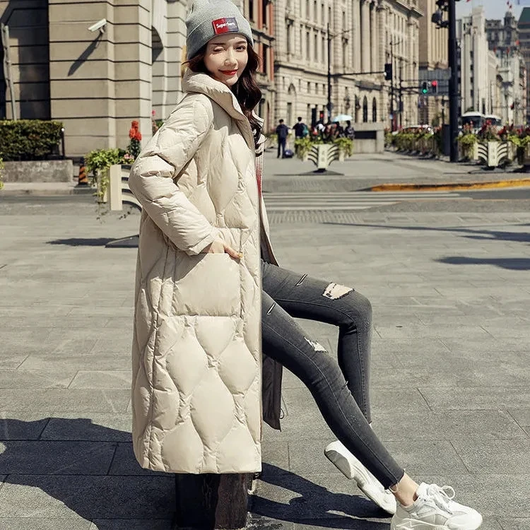 

Long Winter Down Coat Women Warm Stand-up Collar Down Parka Jacket Winter 90% White Duck Down Coat Female Thin Warm Overcoat New