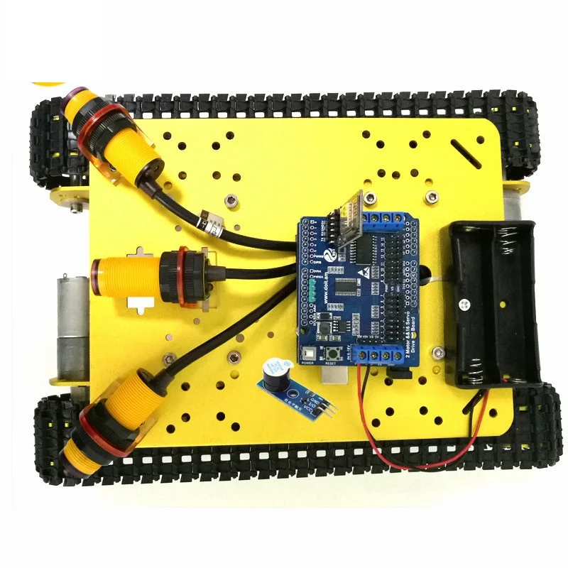 WiFi-Steuerung Hindernisvermeidung Stoßdämpfender Smart Robot Crawler Tank Car Chassis TS100 mit DT-06 WiFi-Modul Telefonsteuerung