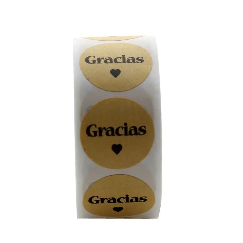 500pcs Kraft Gracias Spanish Thank You labels Stickers Envelope Package Seal 896A