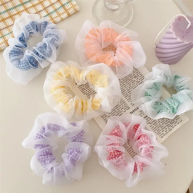 1Pc Fashion Kleurrijke Vrouwen Meisjes Haar Touw Scrunchy Creatieve Kleurrijke Gaas Scrunchy Hair Tie Paardenstaart Houder Haaraccessoires