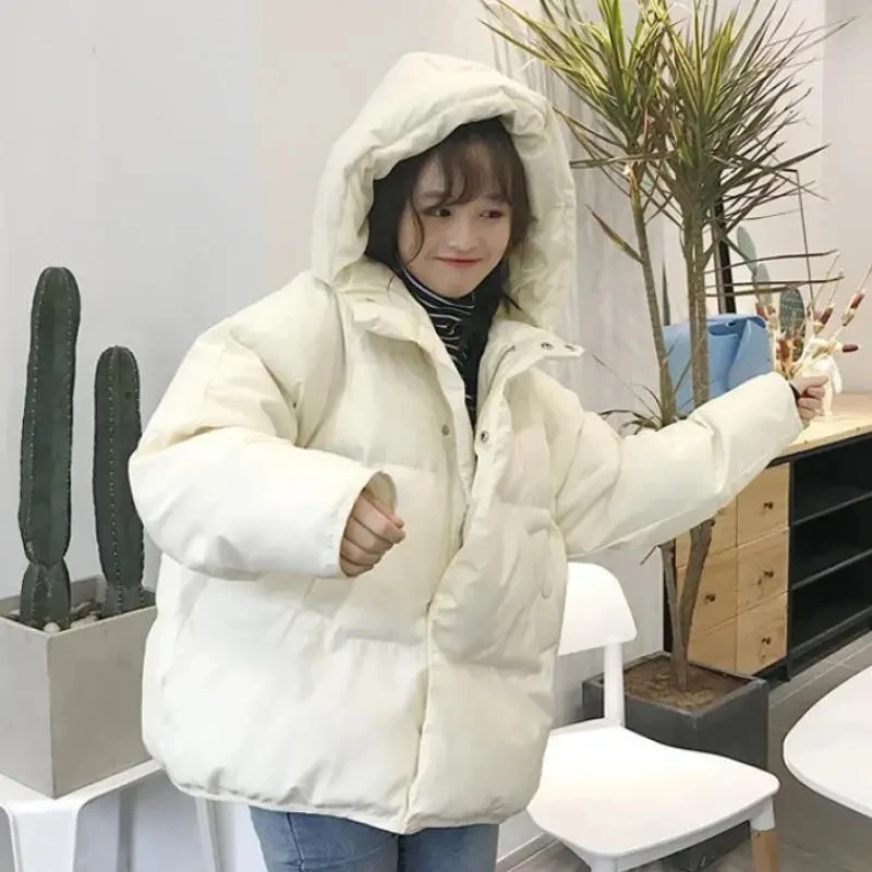 Winter Harajuku Loose Korean Y2k Parkas Women Solid Thicken Warm Student Oversize Coat Baggy Casual Short Jackets Hoodies Female