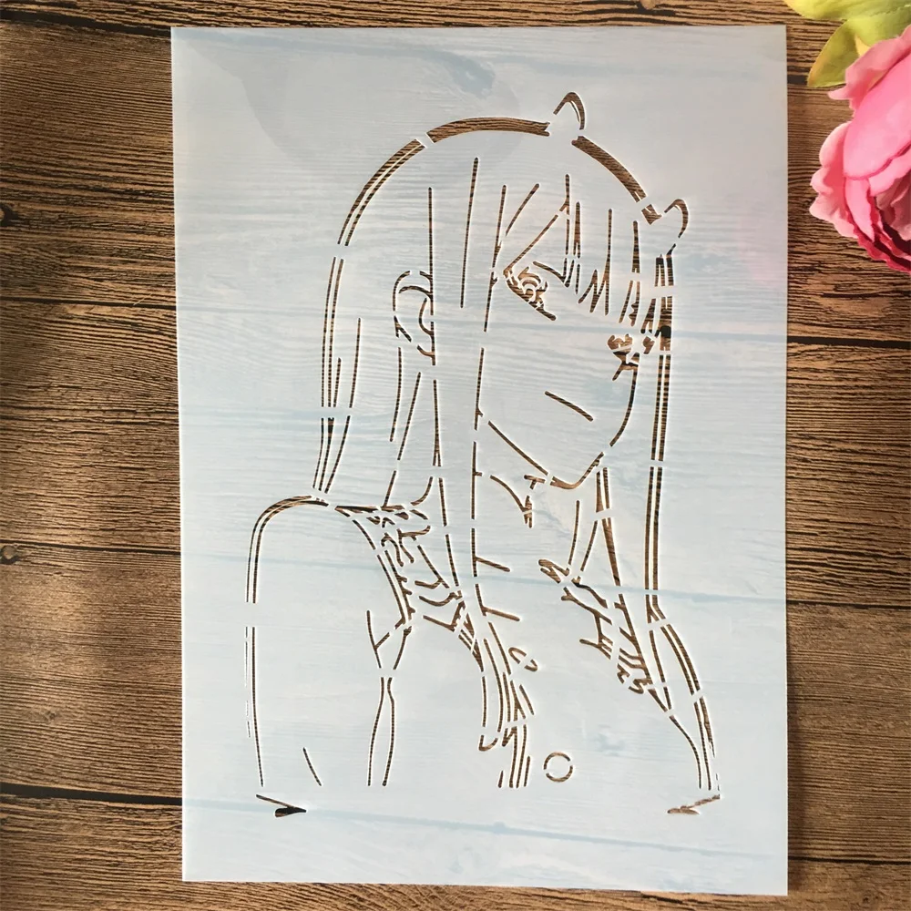 А4 29 см аниме Zero Two Darling In The FranXX Girl DIY слоистые трафареты картина искусственная Бриллиантовая фотография