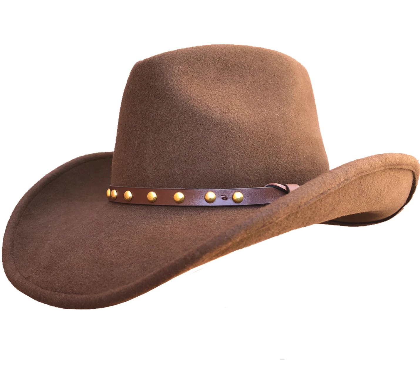 

Brown Wool Felt Western Cowboy Hat For Men Women