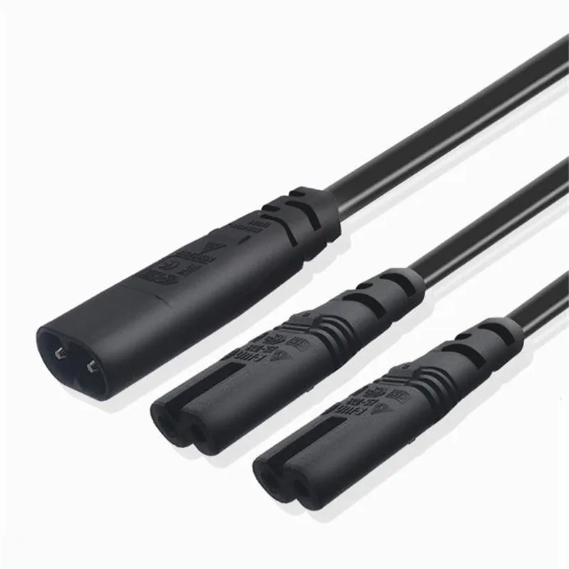 كابل تمديد C8 إلى 2 * C7 ، ذكر إلى أنثى ، ثمانية أحرف ، IEC320 C7 إلى C8 ، كابل طاقة ممتد 0.28 متر