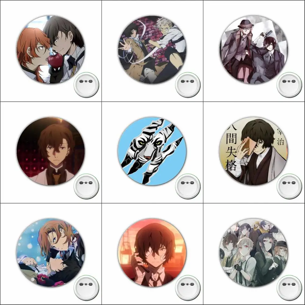 3pcs anime Bungou Stray Dogs Cosplay Badge Desenhos Animados Pinos Broche para Acessórios de Roupas Mochilas sacos Botão Emblemas