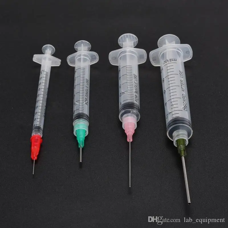 50Pcs /Set 1ml 3ml 5ml 10ml Luer Lock Syringe with 50pcs 14G-25G Blunt Pointed Needle and Plug for Industrial Dispensing Syringe