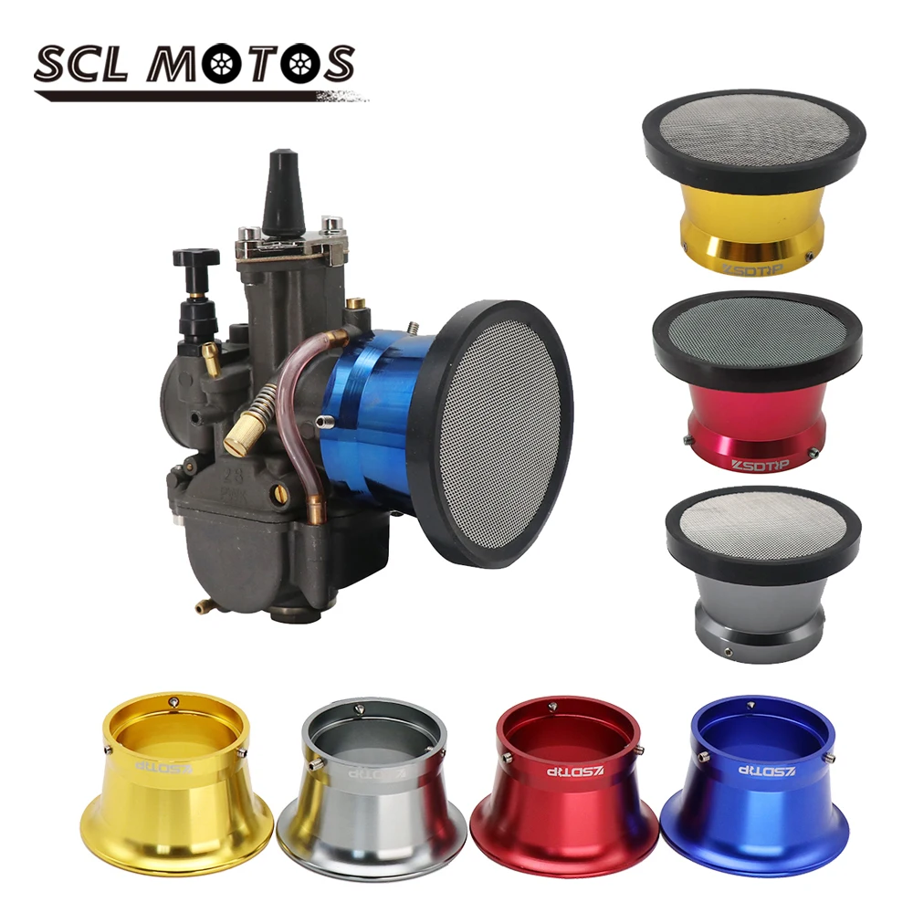 SCL MOTOS New 50mm Motorcycle Parts Air Filter Cup Wind Horn Cup Rubber Mesh For PWK21 24 26 28 30mm PE28 30mm Carburetor