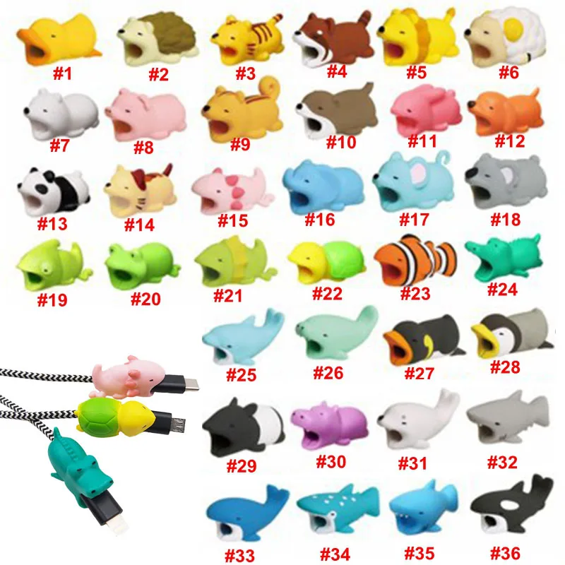 50pcs Cute 36 Animals Bite Cable Organizer Management Wire Protector for Charging Data Earphone Mouse Line Cable Wire