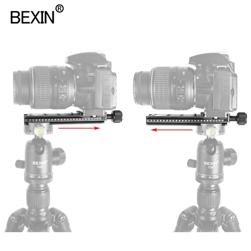 BEXIN Slide Rail Long Quick Release Plate Clamp Long-focus Zoom Lens Support Holder Bracket Suitable for Camera Ball Head Tripod