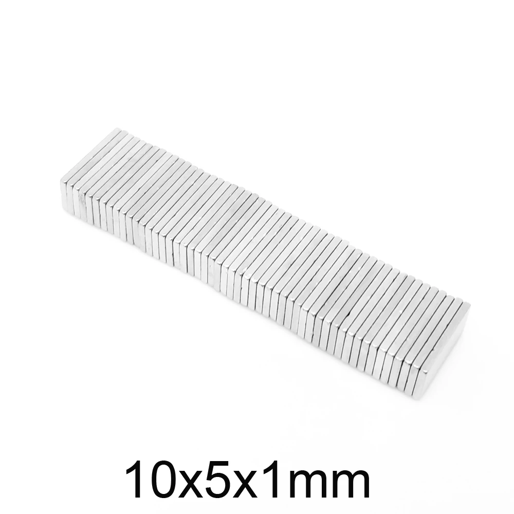 20/50/100/200/300/500/1000PCS 10x5x1 Thin Rectangular Rare Earth Neodymium Magnet Sheet N35 Block Search Magnet 10x5x1mm 10*5*1