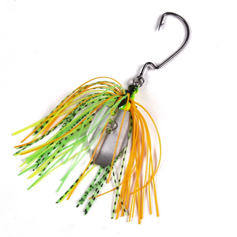 1 stücke Angeln Lockt 100mm 11g Klinge Metall Köder Mit Gummi Rock Künstliche Wobbler Buzzbait Jigging Locken spinner Löffel Für Hecht – Detail 6