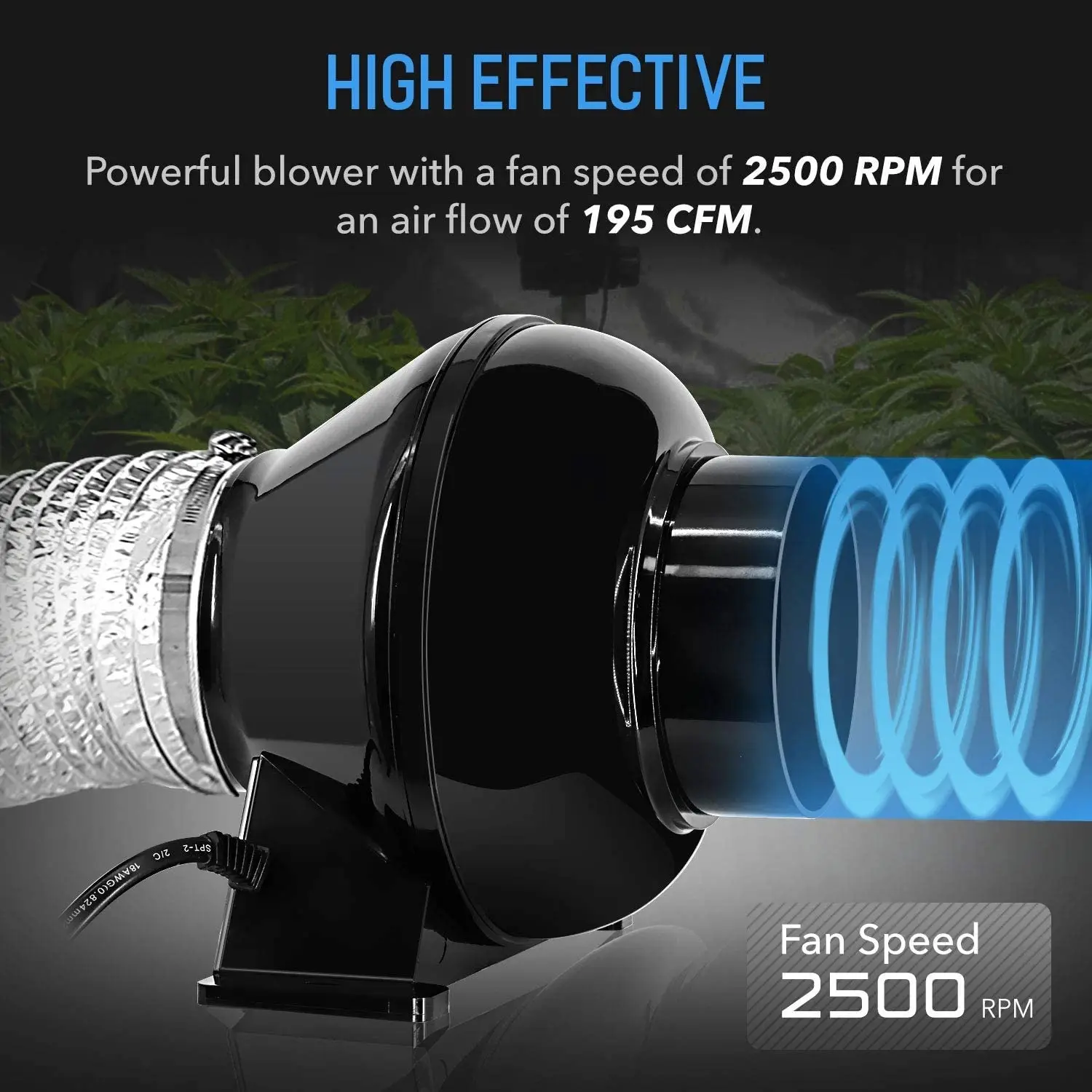 4 Inch 195CFM Inline Duct Ventilation Fan Vent Blower for Grow Tent Box/ Greenhouse/ Basement/ Kitchen 110V US/ 220V EU