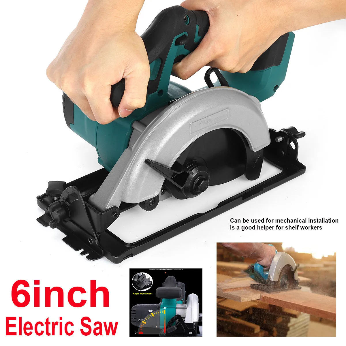 18V 5000RPM Cordless Electric Circular Saw for 152mm/6inch Blade Woodworking Cutting Tool for Makita 18V Li-ion Battery