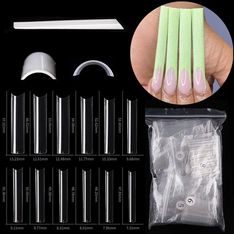 

504 Pcs/bag XXL Supper Long C Curved Straight French False Nail Tips Flat Square Fake Nails Styling Accessories Manicure Tools