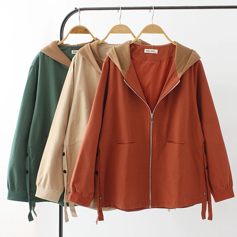 New ladies autumn winter plus size hoodie jacket for women large casual loose long sleeve green red zipper coat 3XL 4XL 5XL 6XL