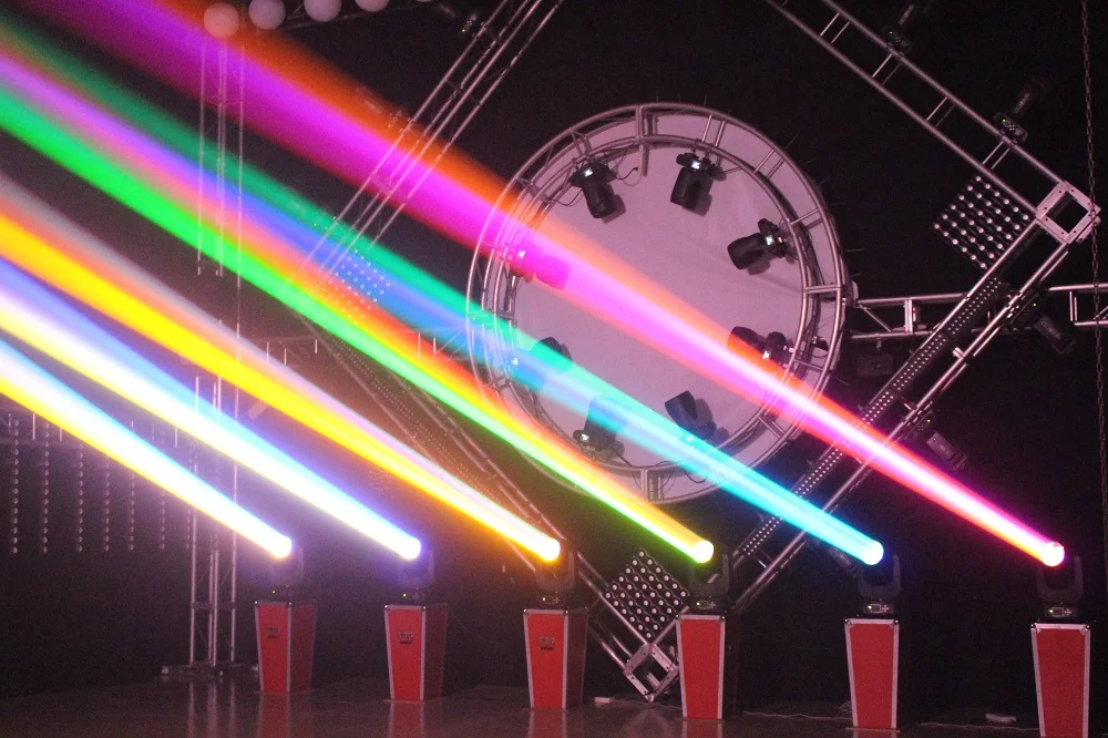 Luz de palco com feixe de 260w, 8r, cabeça móvel, iluminação de palco, roda de gobo e prismas duplos com efeito ranibow, luz colorida de cabeça móvel