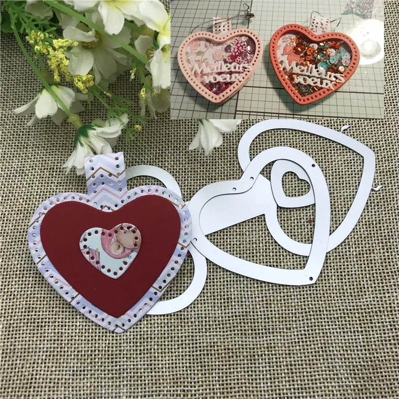 Die Cut Metal Cutting die keychain shaker Heart Paper Key Chain Scrapbook Paper Craft Card Punch Art Knife Cutter