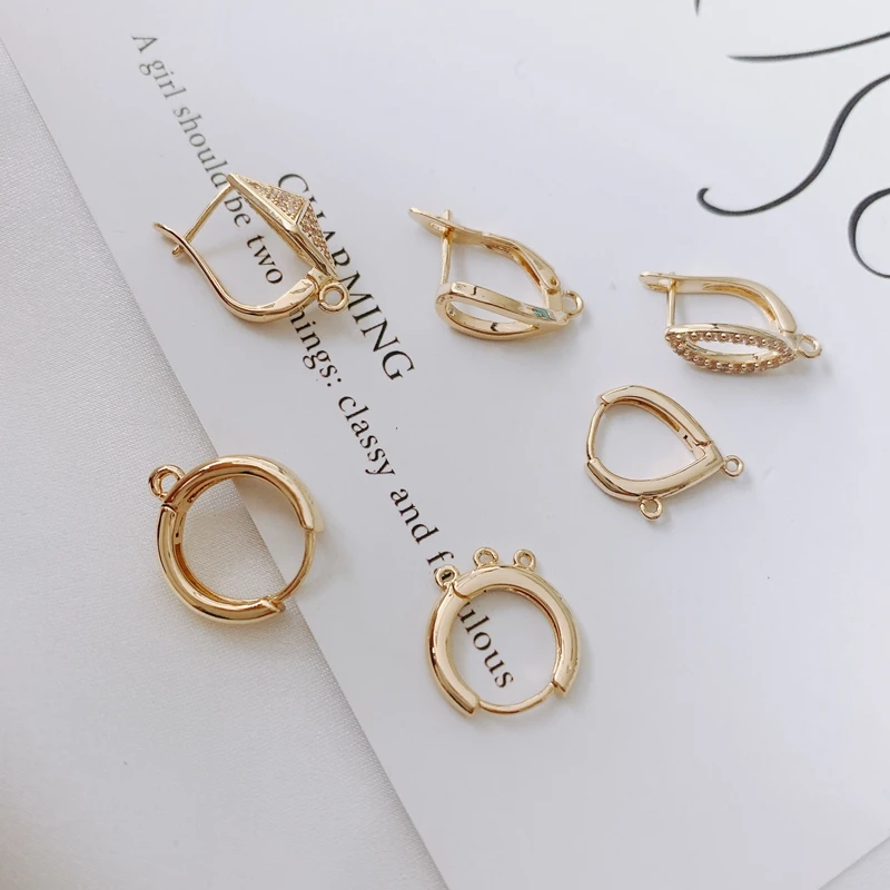 

DIY accessories wholesale copper plating 18K real gold color hollow three-dimensional ear clip porous Earrings