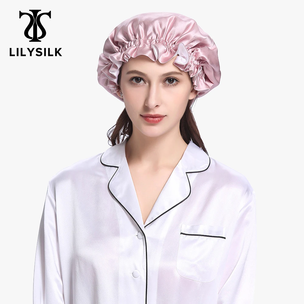 

Шелковая Кепка LILYSILK для ночного сна, двойная роскошная женская шляпа, аксессуары для леди, бесплатная доставка