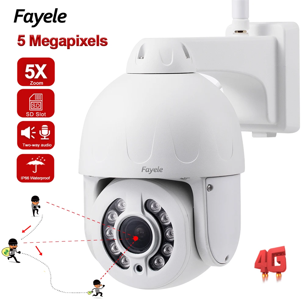 Home Security 4K 8MP 4G PTZ Camera AI Auto Tracking 5X ZOOM 2WAY Audio Full Color Night Metal H.265 5MP Wireless WIFI IP Camera