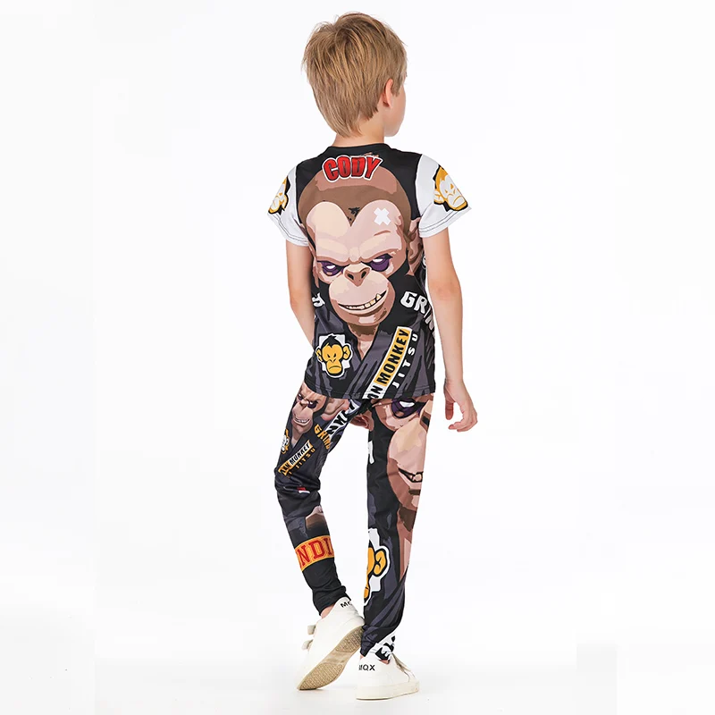 Kids MMA Boxing Jerseys MMA Compression T-shirt +Pants Rashguard Jiu Jusit Long Sleeve Tight Trousers Children BJJ MMA Sportsuit