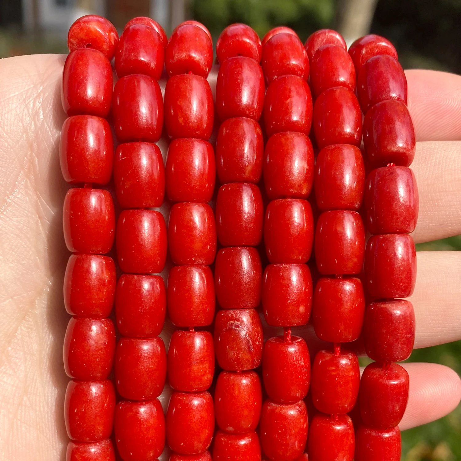 Cuentas de Coral rojo en forma de tambor, espaciador suelto, cuentas de piedra Natural para la fabricación de joyas, apto para bricolaje, pulsera, collar, 15 pulgadas, venta al por mayor