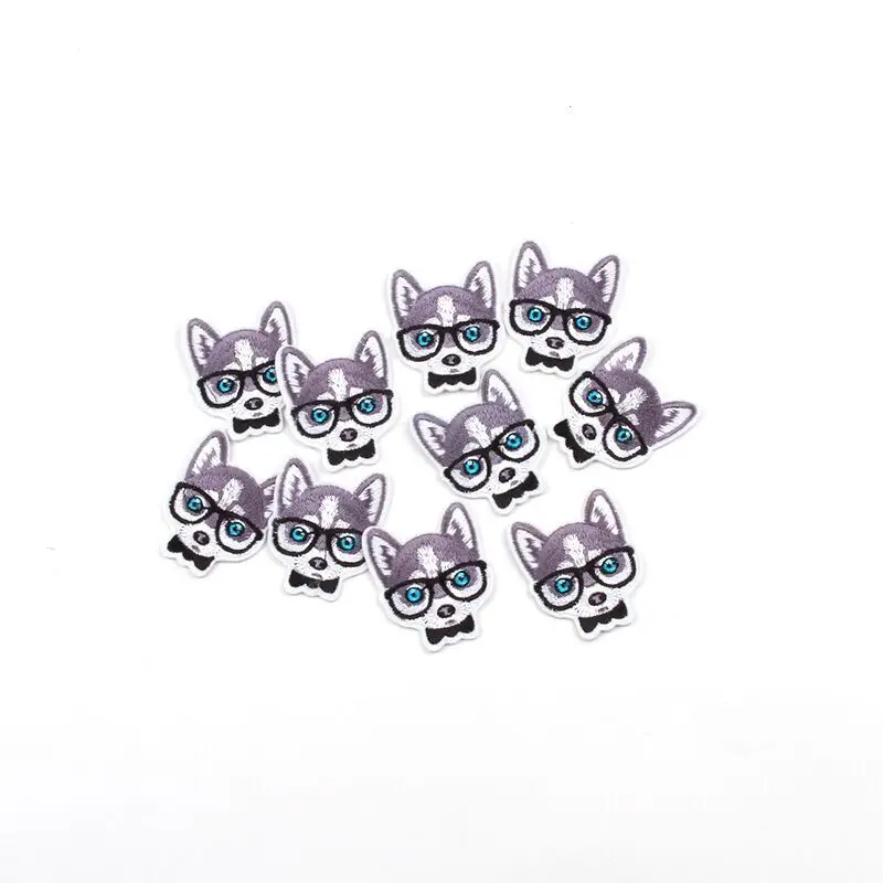 10pcs Cartoon Embroidered Dog Patch Iron On Cute Animal Stickers DIY Handmade Garments Appliques Jeans Bags Shoes Hats Badge