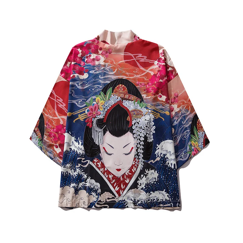 แบบดั้งเดิม Amurai สไตล์ญี่ปุ่น Kimono เสื้อคลุมฮาโอริผู้ชายผู้หญิง Cardigan มังกรจีนแบบดั้งเดิมญี่ปุ่นเสื้อผ้าเอเชียเสื้อผ้า