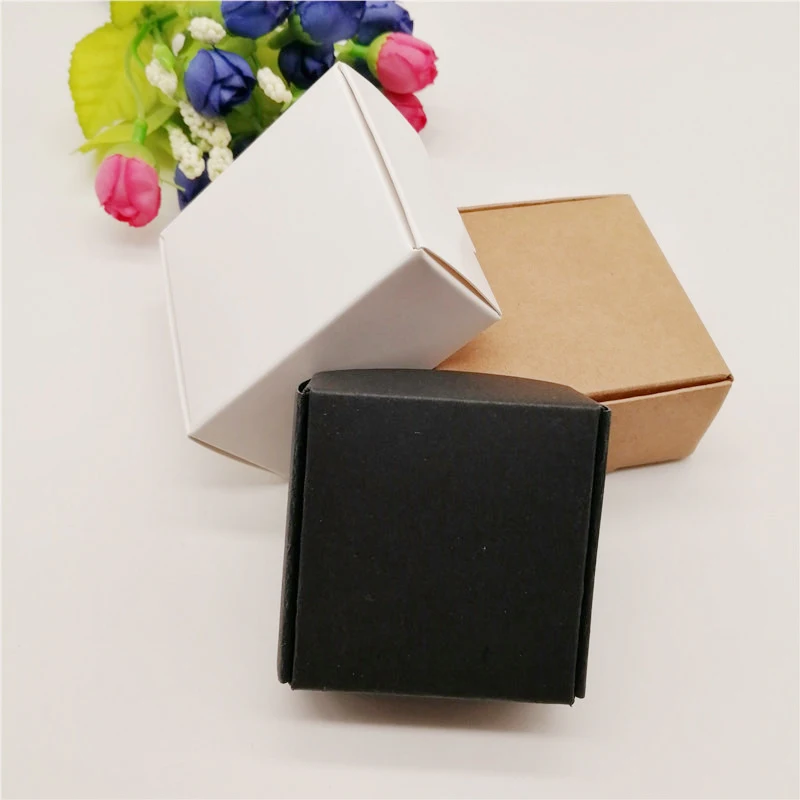 100pcs Black/White/Kraft Paper Boxes Packaging Jewelry Box For Necklace Packaging Jewelry Display Storage Small Paper Gift Boxes