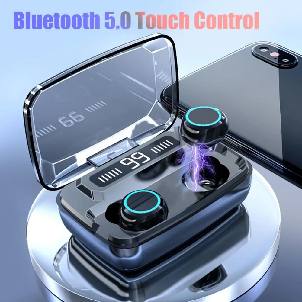 Bluetooth V5.0 Earphone TWS Wireless Earbuds Touch Control LED Digital Display Stereo Sport Wireless Headphone 3300mAh for phone