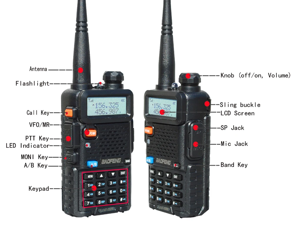 AAA + 2pcs จริง 8W UV-5R Walkie Talkie UV5R ที่มีประสิทธิภาพสมัครเล่น CB สถานีวิทยุ UV 5R Dual Band Transceiver10KM Communicator