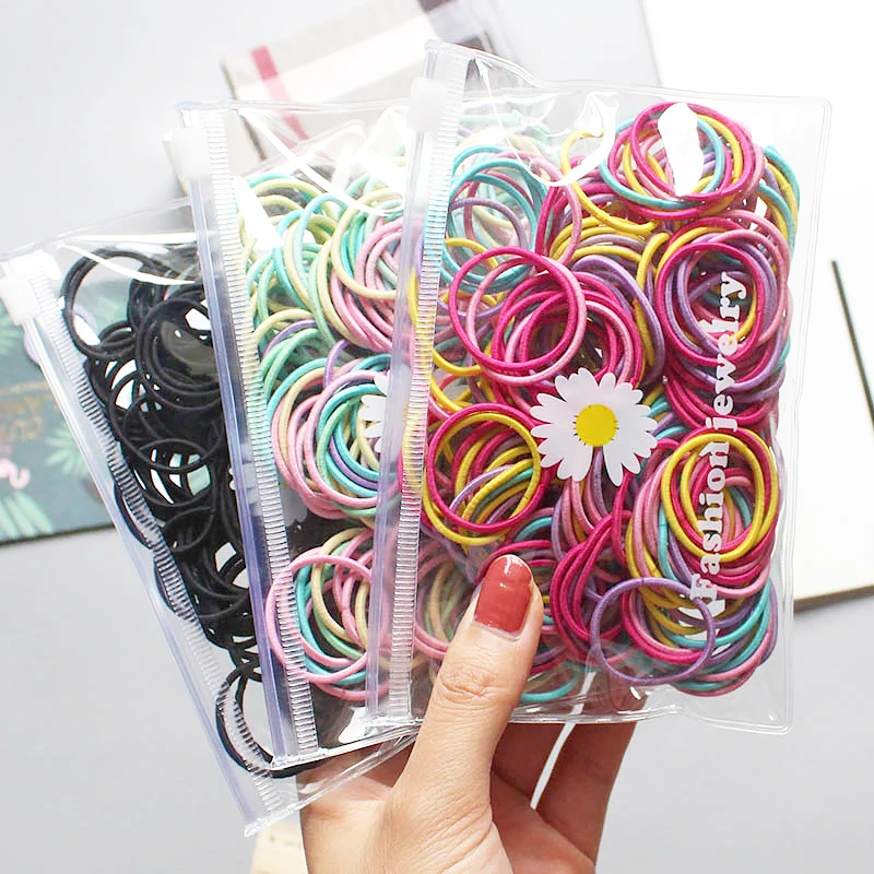 20/50/100pcs/Set Girls Hair Band Colorful Basic Simple Headband High Elastic Hair Accessories Cute Ponytail Holder Gift for Kids