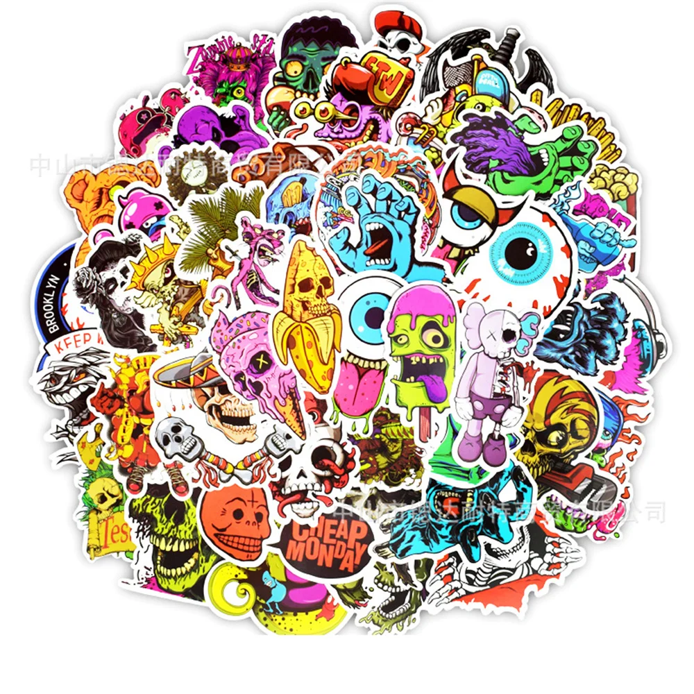 10/30/50PCS Spoof Horror Series Sticker Notebook Graffiti Computer Luggage Bike Waterproof Sticker Wholesale