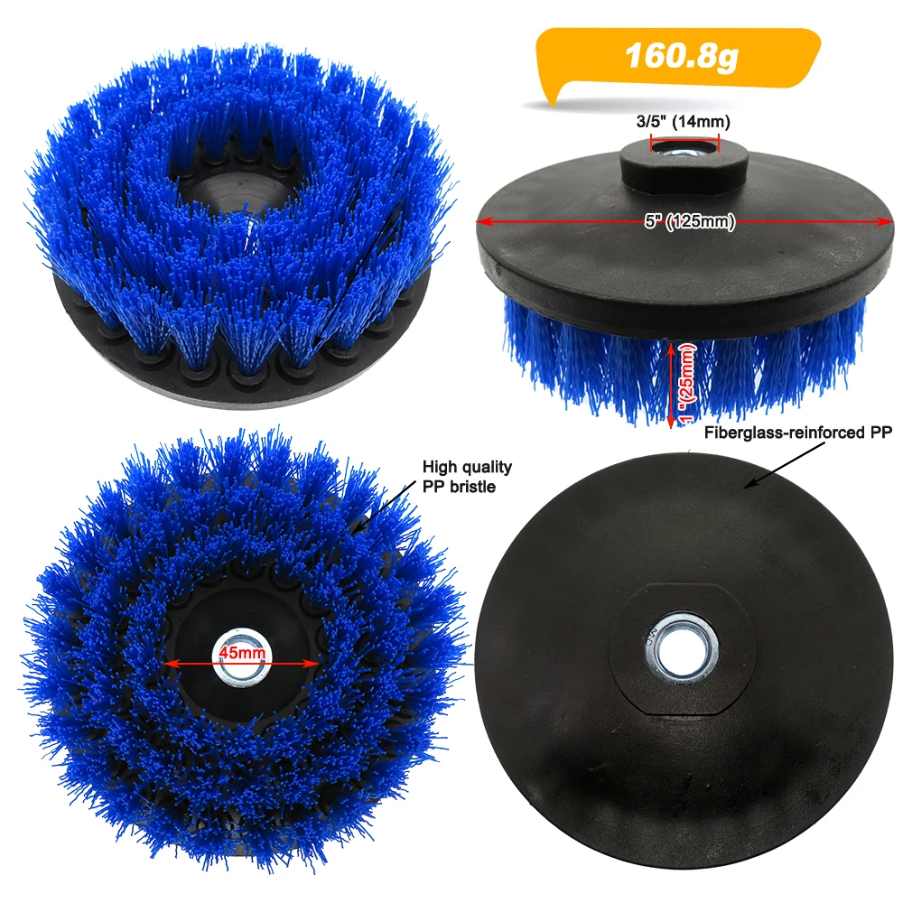 5 Inch Power Scrubber Drill Cleaning Brush Scrub Pads All Purpose  for Car  Grout Floor Tile  Bathroom and Kitchen Surface