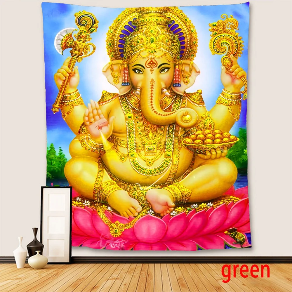 3D Aesthetics Mythology Style Personality Indian Buddhism Culture Buddha Shiva and Ganesha Tapestry Wall Hanging Wall Art