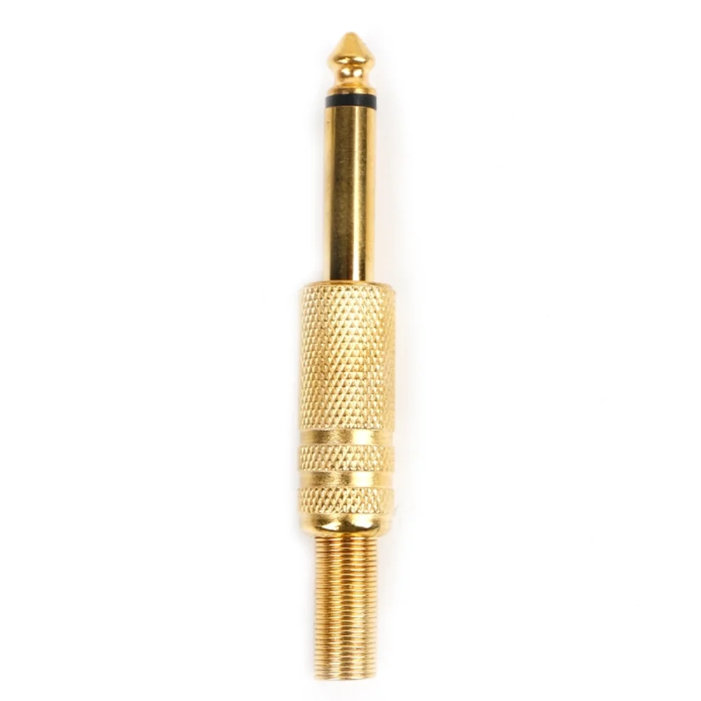 10 Pcs 6.35mm Male 1/4 Mono Jack Plug Audio Connector Soldering Gold Plated Audio Connectors