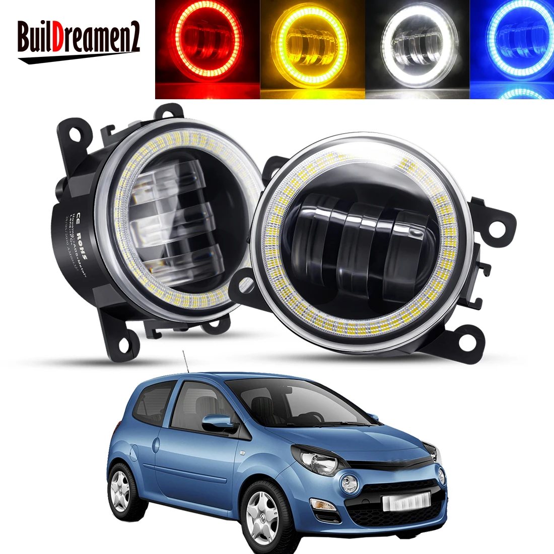 2 X Angel Eye Fog Light Assembly  Car LED Lens Fog Driving Lamp DRL 30W H11 12V For Renault Twingo II Hatchback CN0 2007-2015