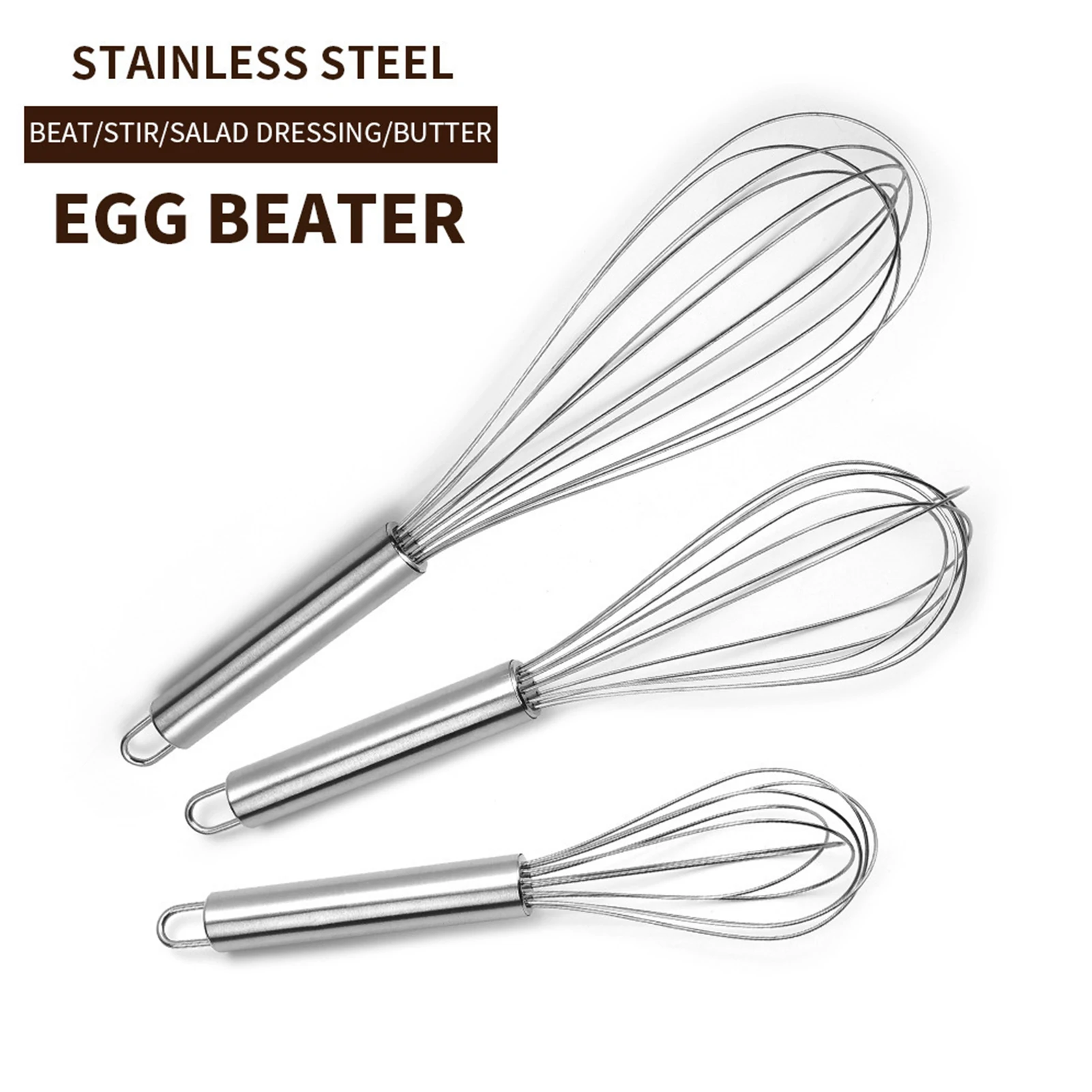 Kitchen Tools Stainless Steel Whisks Wire Blender Egg Wheat Flour Kitchen Wisks for Cooking Blending Beating Baking Accessories