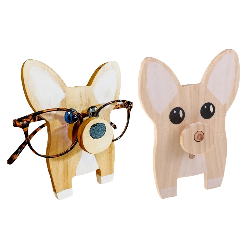 Corgi Dog Glasses Stand Christmas Gift Handmade Wooden Spectacle Holder Cute Pet Eyeglass Display Ornaments M68E