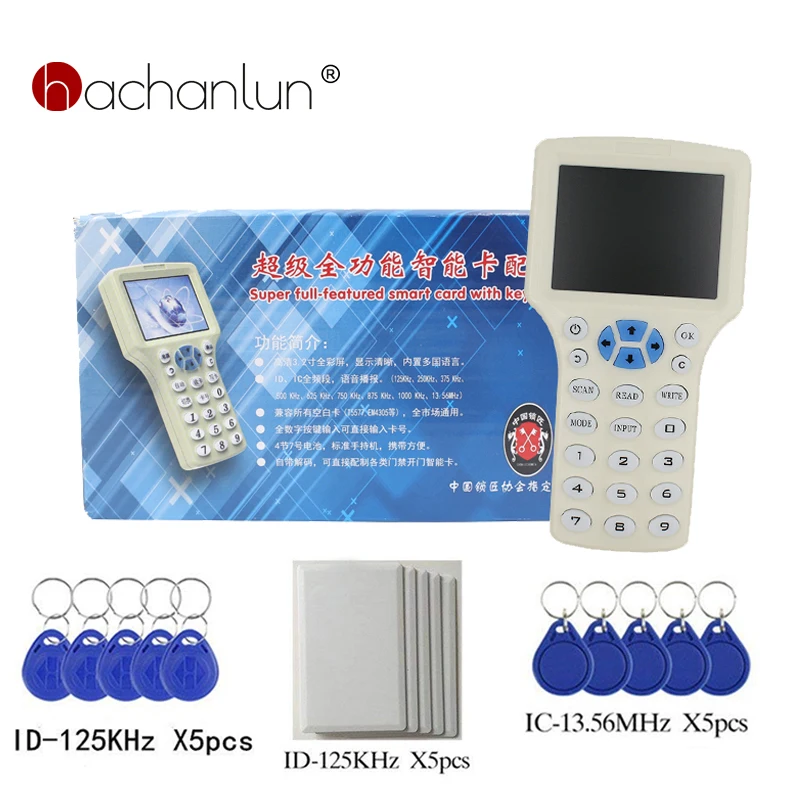 10 Frequency NFC Smart RFID Reader Writer 125KHz Copier Duplicator 13.56MHz USB-Copy Intercom Key Programmer Encrypted Key Card