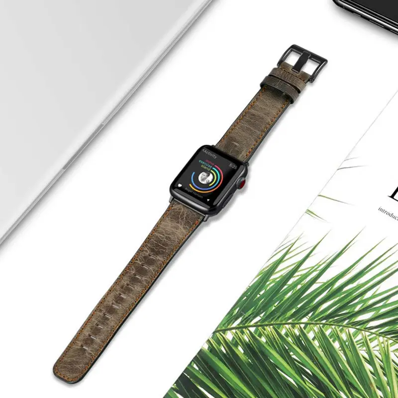 Leather Strap for Apple watch band 44mm 40mm 38mm 42 mm Retro Genuine Leather watchband bracelet iWatch series 5 4 3 se 6 band