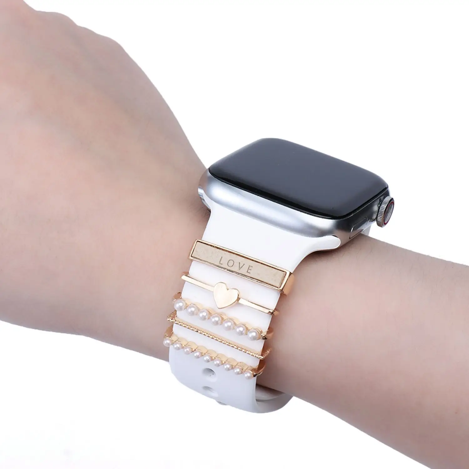 Dekoracja dla Apple watch band dekoracyjne Charms diamentowa biżuteria iWatch/Galaxy watch 4/3 bransoletka silikonowy pasek akcesoria