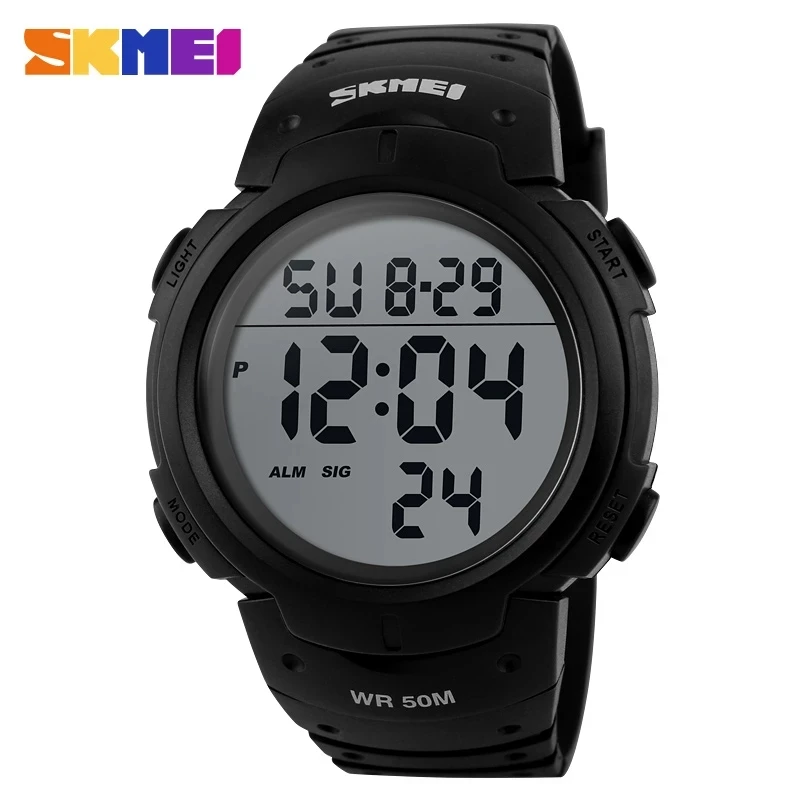 SKMEI-Montre de dehors de Plein Air pour Homme, Grand Cadran, Numérique LED, Étanche, 5 Bars, Marque de Luxe, 1068